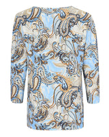 Bluse mit Paisleymuster, 3/4-Ärmeln und Rundhalsausschnitt.