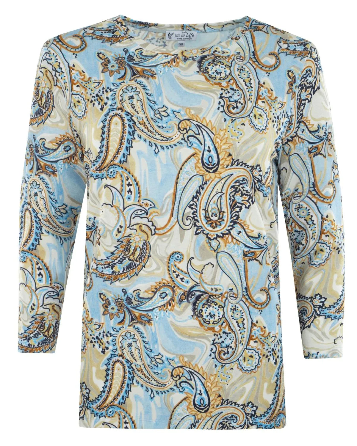 Bluse mit Paisleymuster, langen Ärmeln und Rundhalsausschnitt.