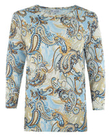 Bluse mit Paisleymuster, langen Ärmeln und Rundhalsausschnitt.
