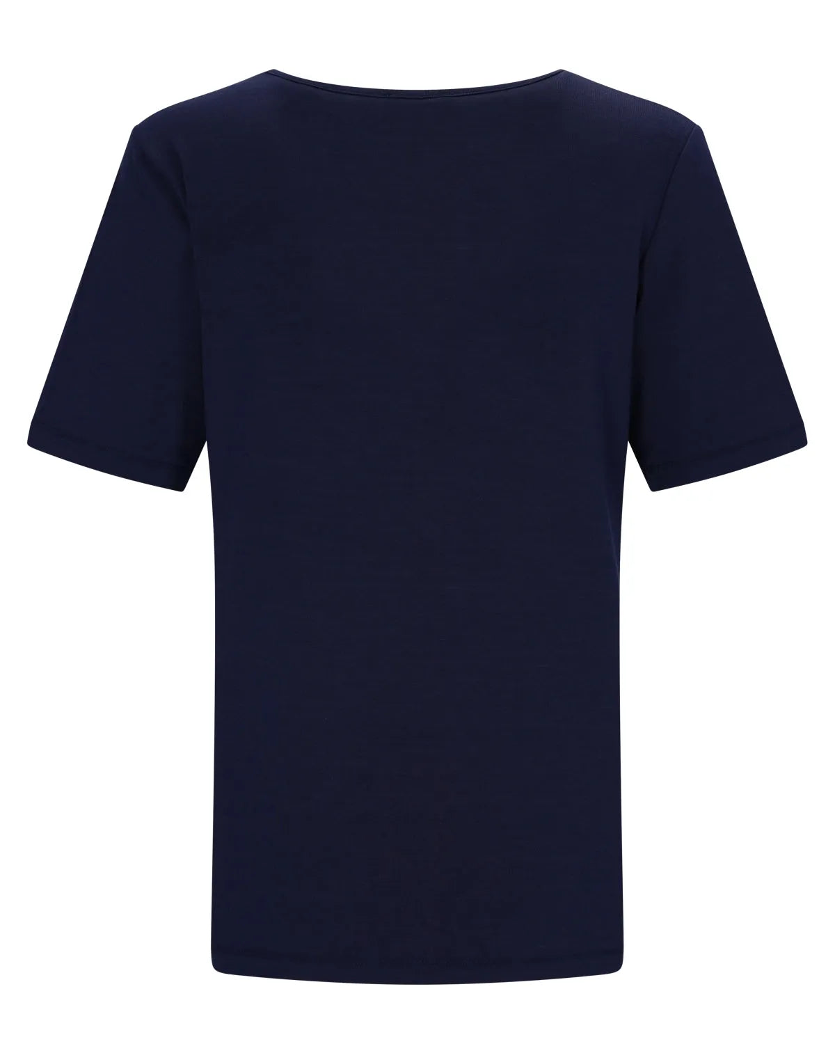 Marineblaues T-Shirt mit kurzen Ärmeln, lockerer Passform und Rundhalsausschnitt.