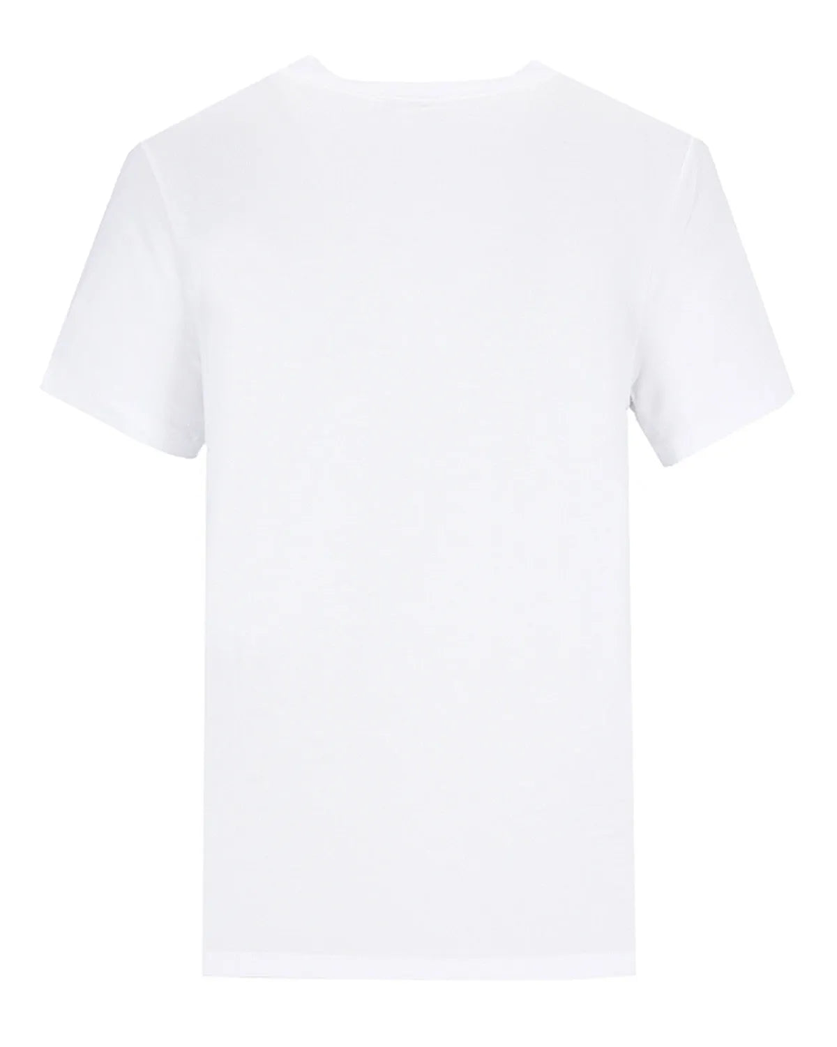 Weißes T-Shirt mit Rundhalsausschnitt, kurzen Ärmeln und lockerer Passform.