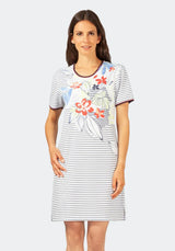 Sleepshirt Klima-Komfort® mit Ringel- und Floramuster - 45575-237-36/38 - Hajo Mode