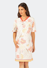 Sleepshirt mit Blätterdruck - 45599-318-36/38 - Hajo Mode