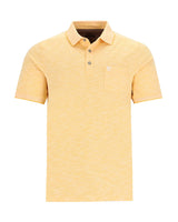 Gelbes Poloshirt mit kurzen Ärmeln und einem kleinen Logo.