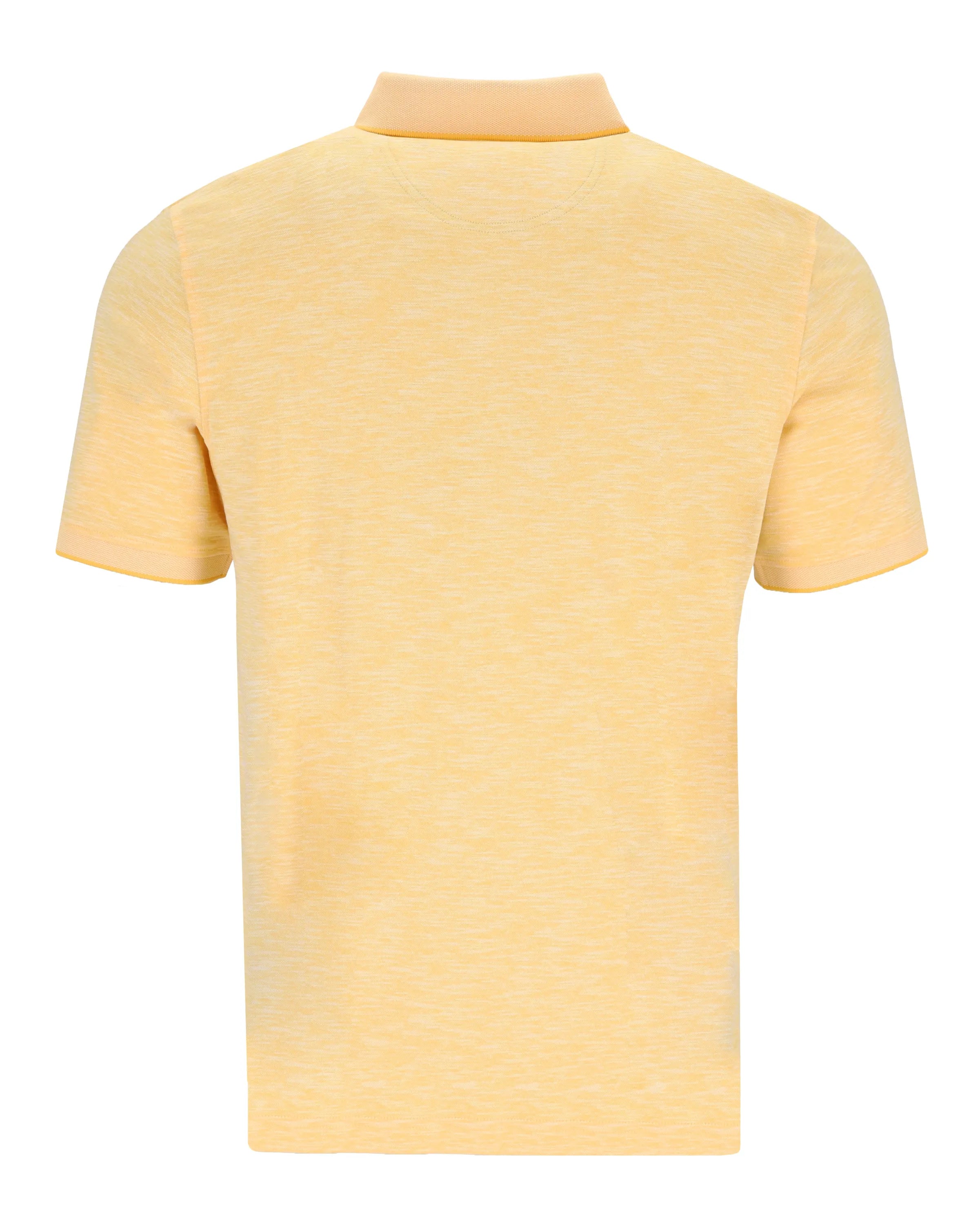 Hellgelbes Poloshirt mit kurzen Ärmeln.