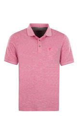Rosa Baumwoll-Poloshirt mit Brusttasche.