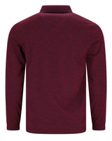 Burgunderfarbenes Langarm-Poloshirt mit Kragen und Rippenbündchen, aus Baumwolle.