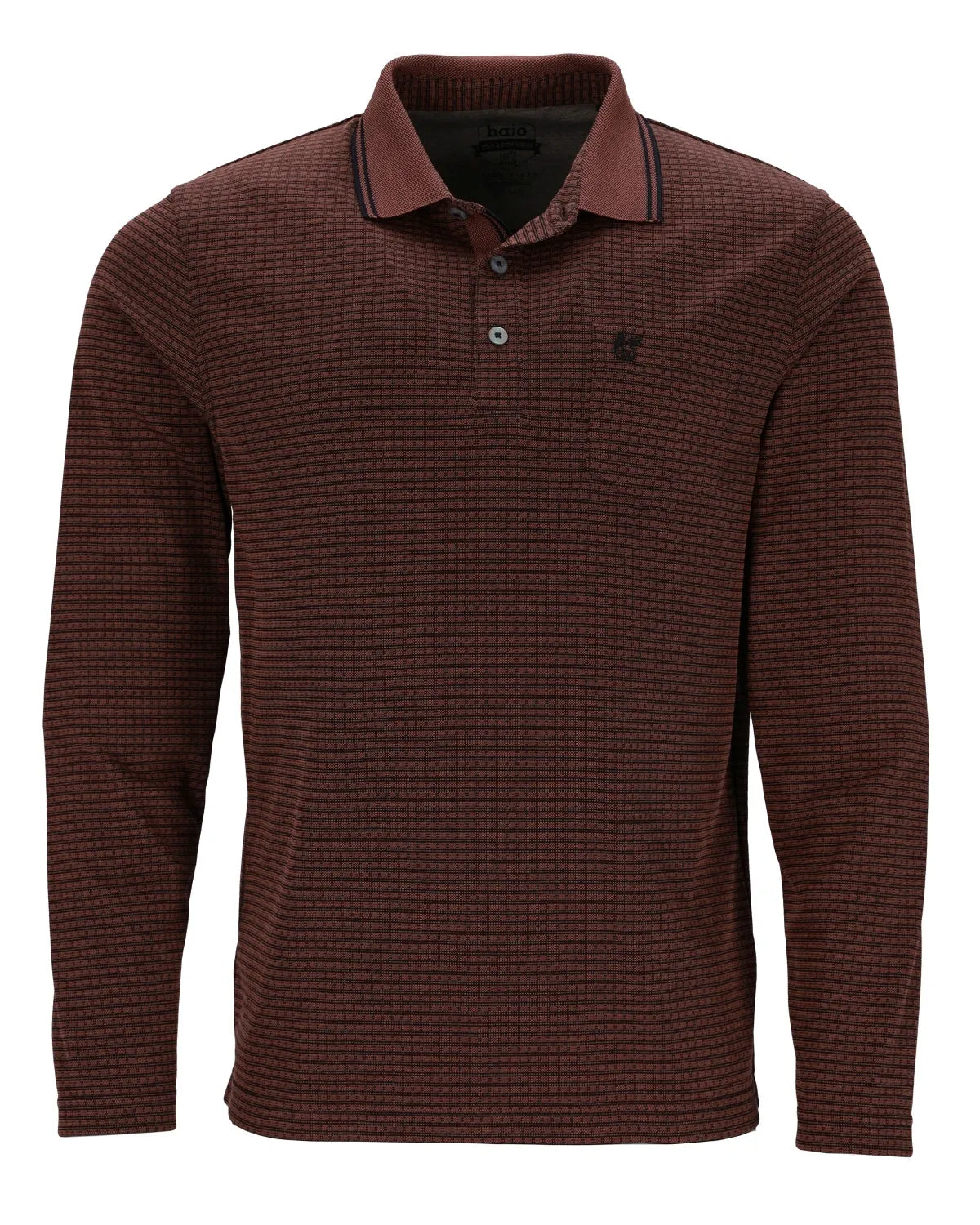 Gemustertes Herren-Poloshirt mit langen Ärmeln.