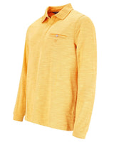 Gelbes Langarm-Poloshirt mit Tasche und Knopfleiste.