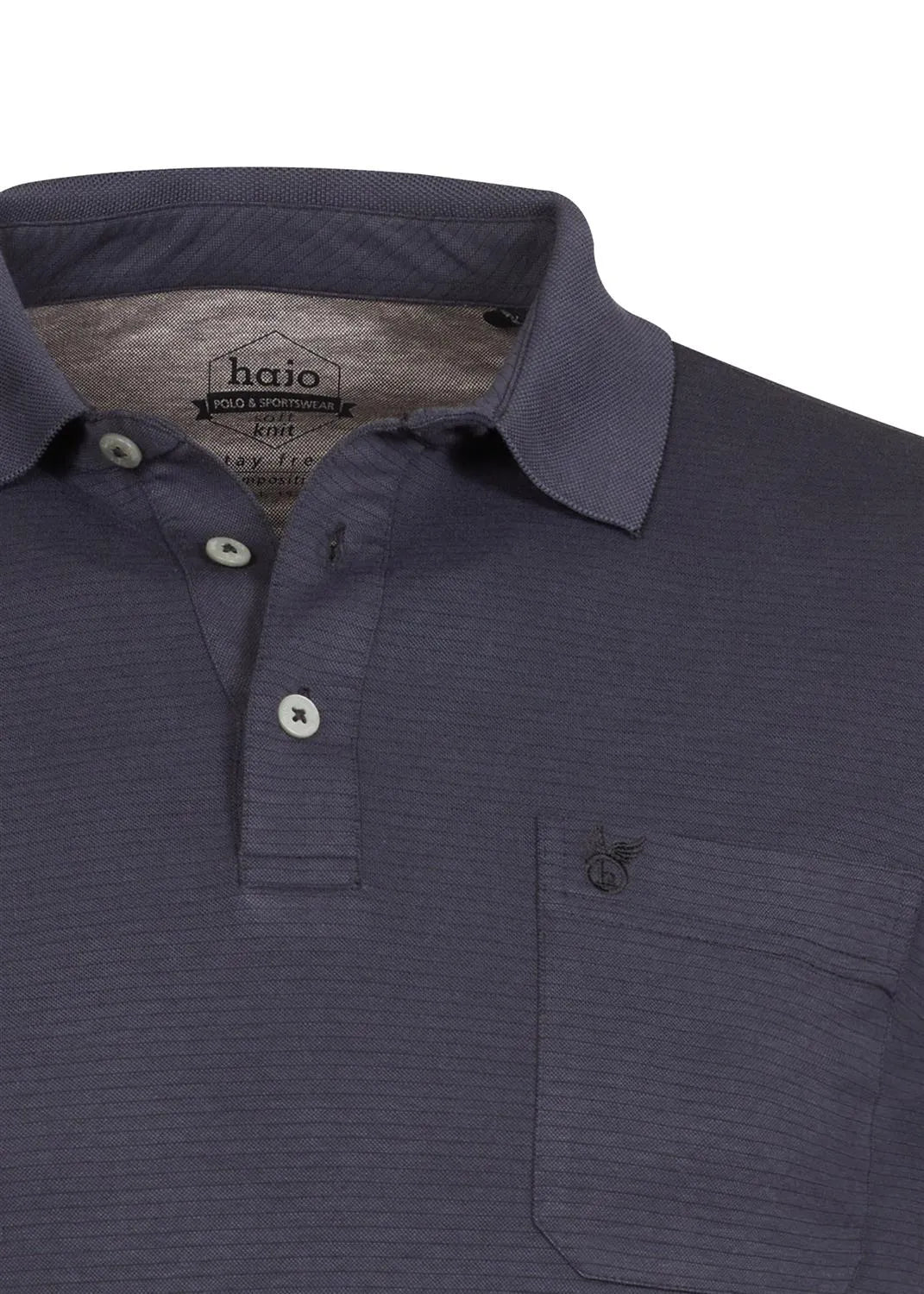 Halo anthrazitfarbenes kurzärmeliges Herren-Poloshirt mit Tasche und Button-Down-Kragen.