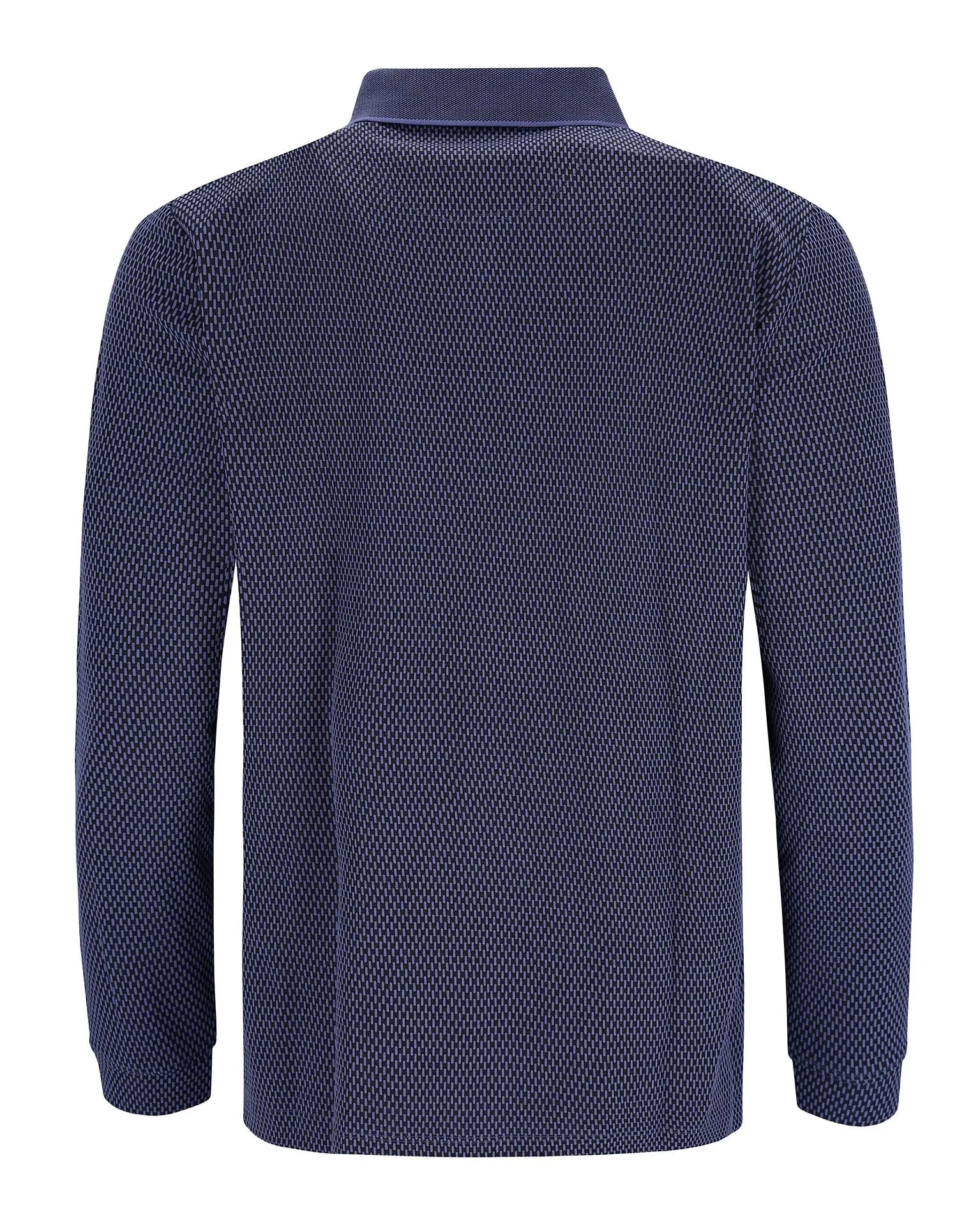 Marineblauer Strick-Rollkragenpullover mit Strukturmuster.