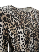 Leopardenprint-Bluse mit kurzen Ärmeln und rundem Ausschnitt.