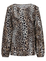 Leopardenprint-Bluse mit langen Ärmeln und rundem Ausschnitt.