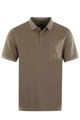 Olivgrünes Poloshirt mit Tasche und Kragen, aus Webstoff.
