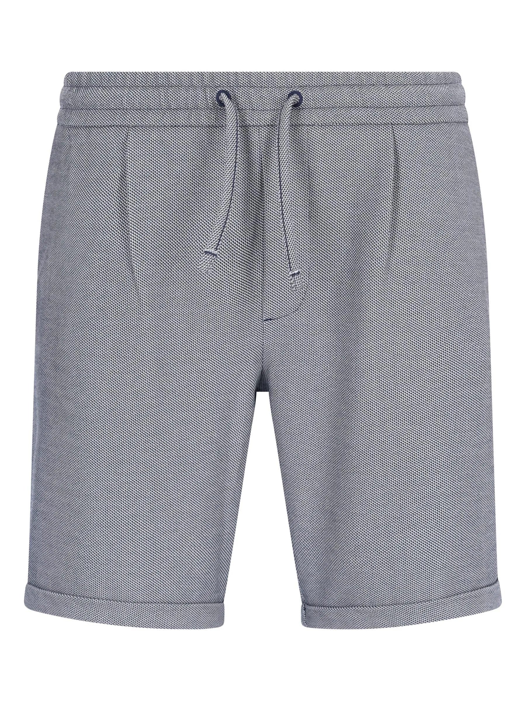 Graue strukturierte Bermudashorts mit Kordelbund und gerollten Säumen