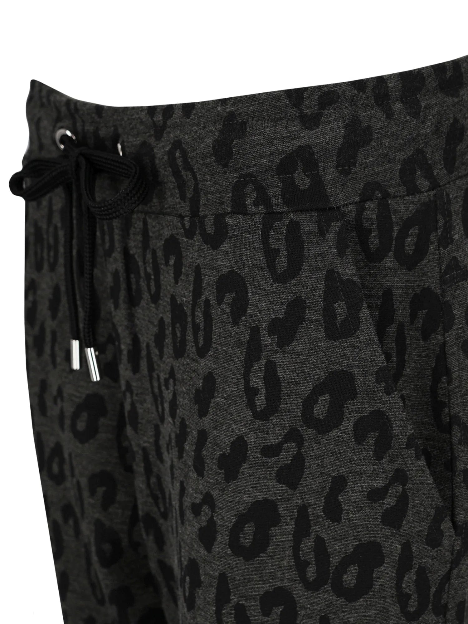 Leopardenmuster-Joggerhosen mit Kordelbund und Taschen, schwarz
