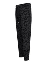 Schwarze Leopard-Print-Jogginghosen mit elastischem Bund und Seitentaschen.