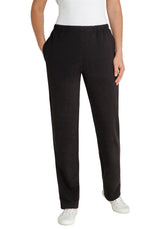 Schwarze Hose mit geradem Bein, Taschen und lockerer Passform, geeignet für Freizeitkleidung.