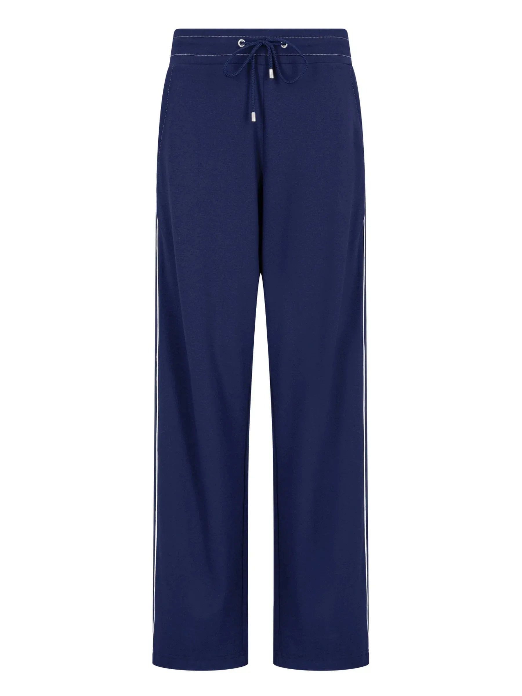Sweathose weite Form in marineblau mit weißen Seitestreifen und Kordelbund
