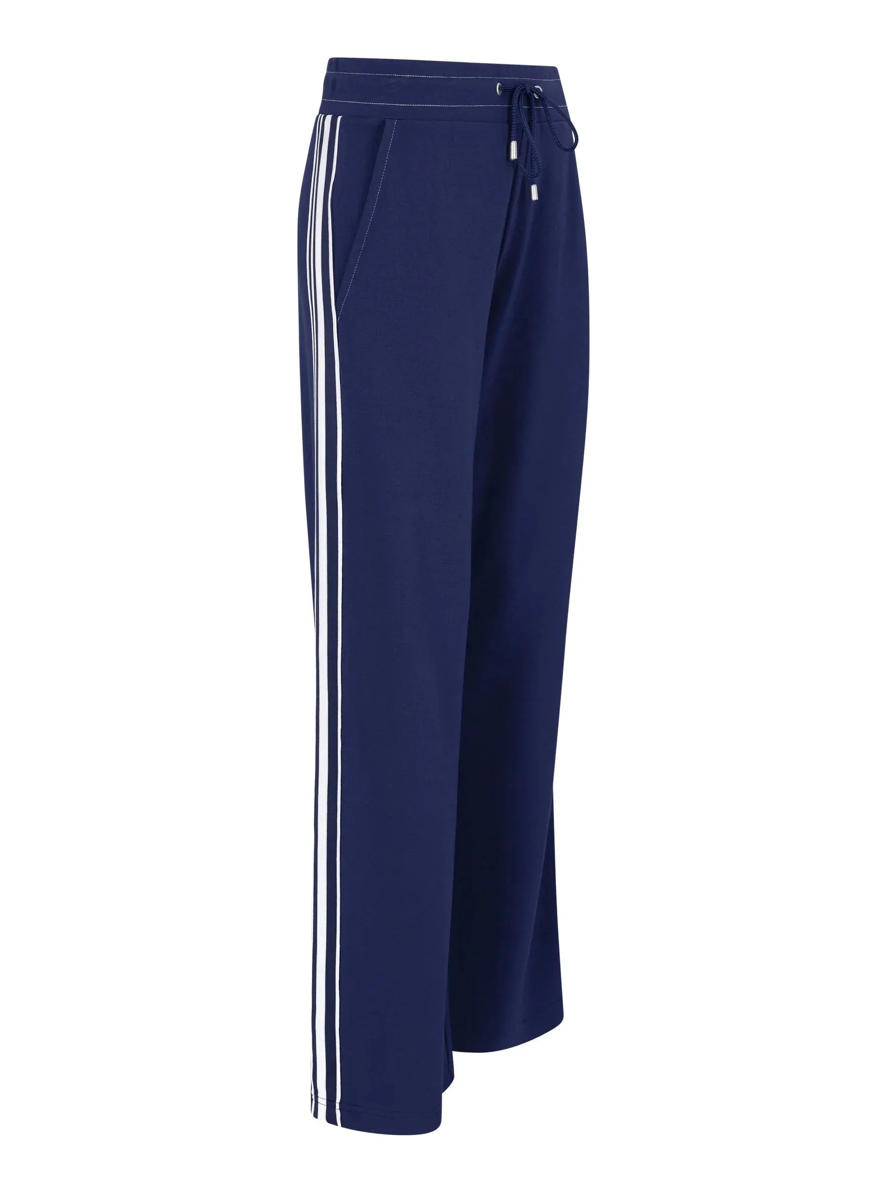 Sweathose weite Form mit seitlichen weißen Streifen in Navyblau