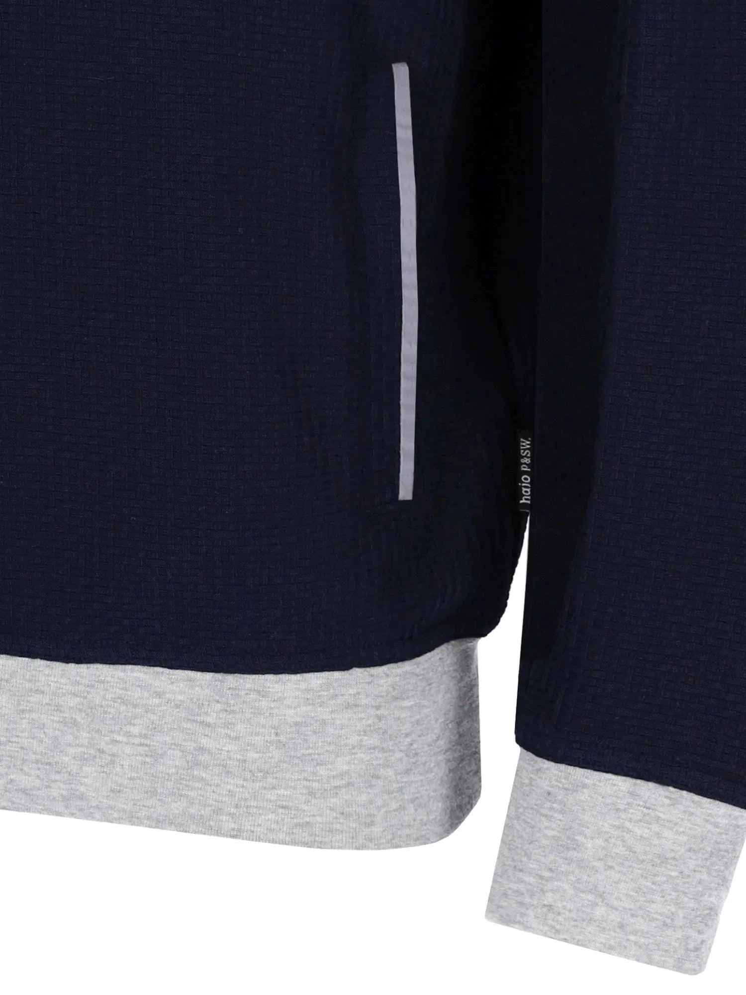 Marineblaue und graue Kapuzenjacke mit reflektierendem Streifen