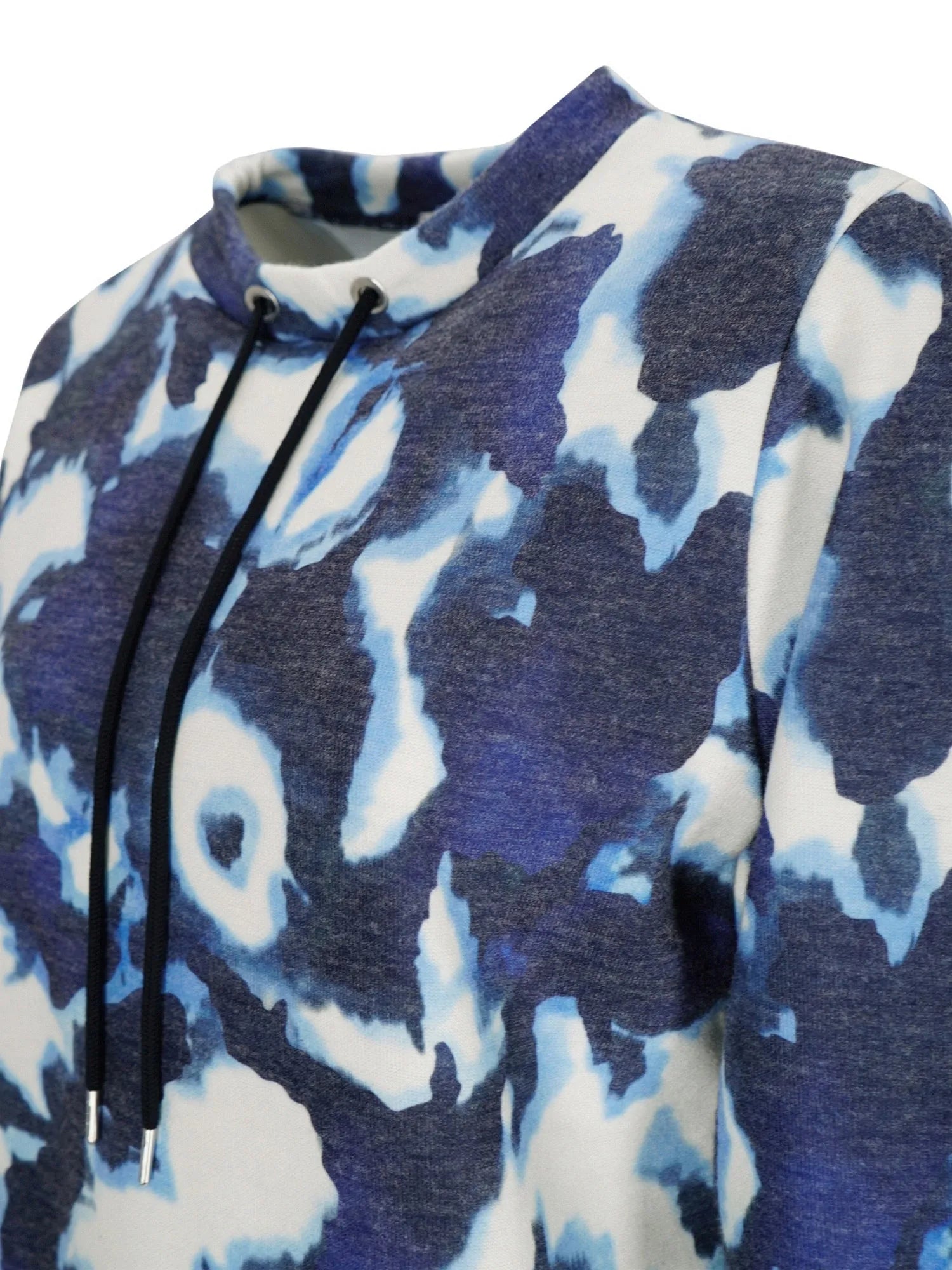 Tie-Dye-Hoodie mit Kordelzug und hohem Ausschnitt.