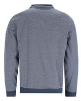 Anthrazitgraue, strukturierte Bomberjacke mit marineblauen Ärmelbündchen und Saum, inspiriert vom klassischen Fliegerstil.
