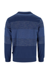 Marineblauer Pullover mit strukturiertem Strickmuster und Rippbündchen, inspiriert von The North Face.