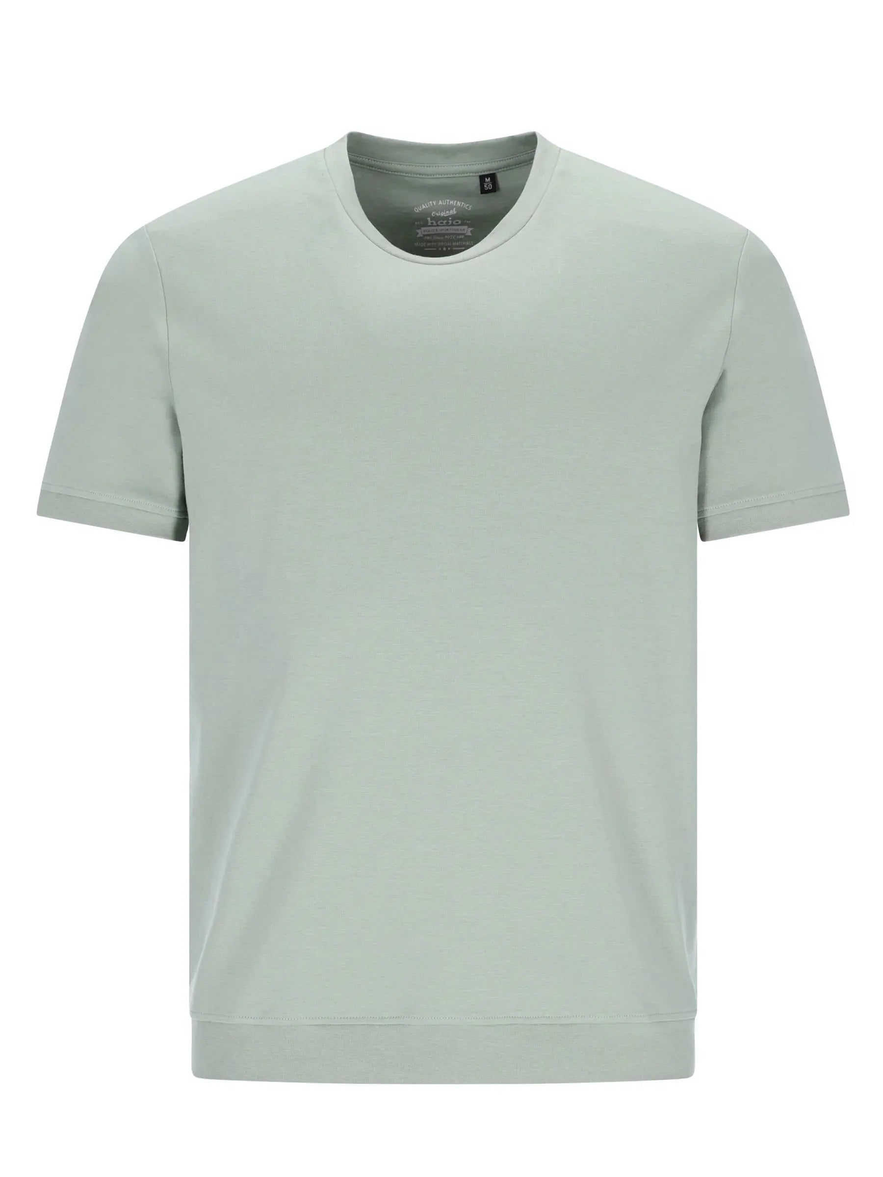Minimalistische hellgrüne Blouson-T-Shirt aus reiner Baumwolle