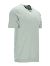 Minimalistisches hellgraues T-Shirt im Blousonstil aus reiner Baumwolle