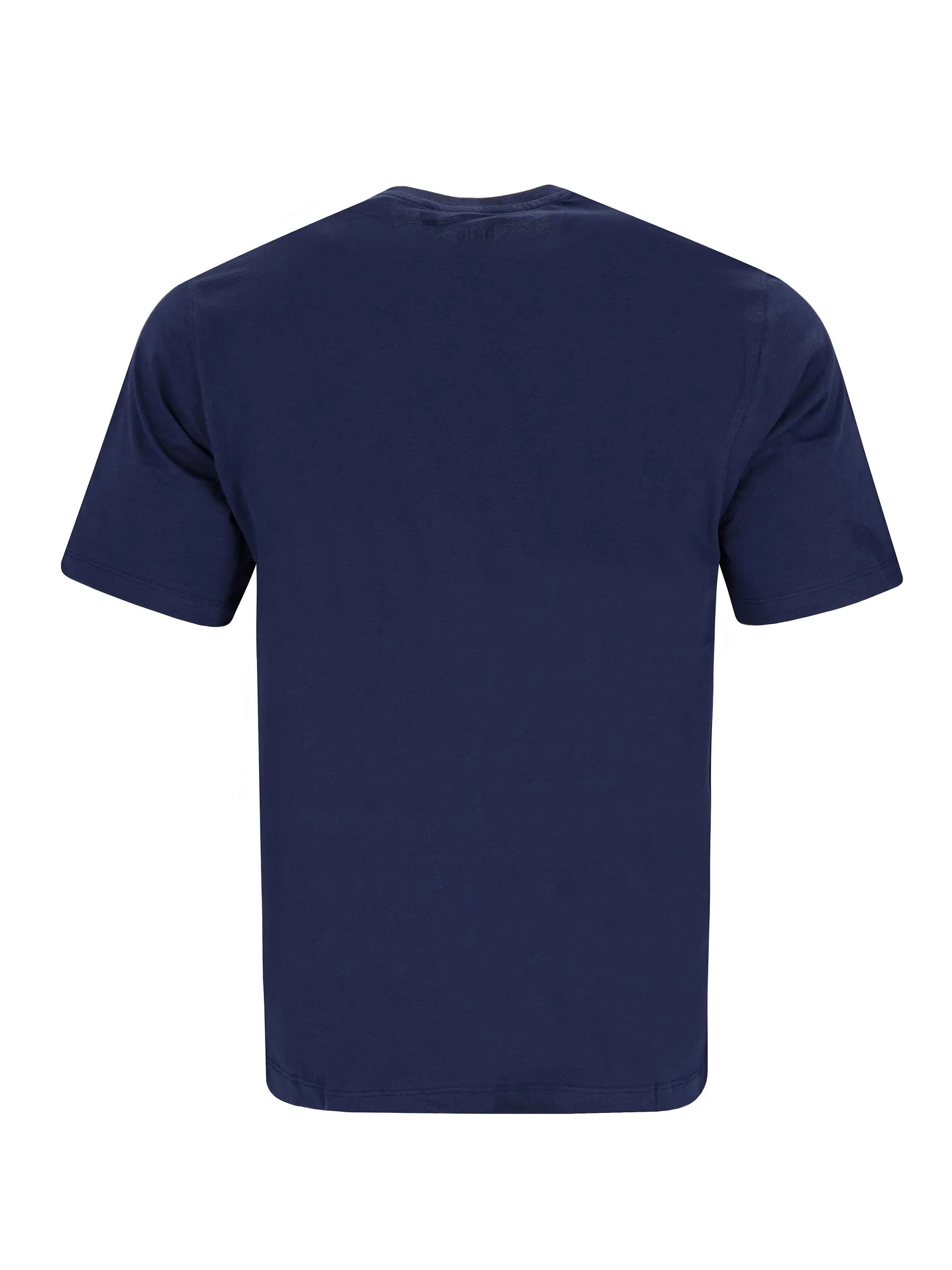 Navyblaues kurzärmeliges t-shirt mit rundhalsausschnitt aus weichem baumwollmaterial
