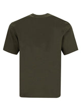 Olivegrünes kurzärmeliges t-shirt mit rundhals aus baumwolle für den alltag