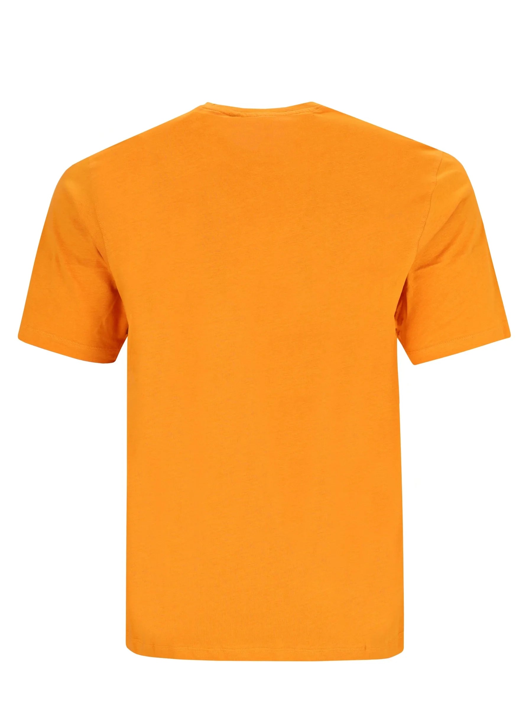 T-shirt mit rundhals in leuchtendem orange mit kurzärmeln und schlichtem design aus angenehmem material