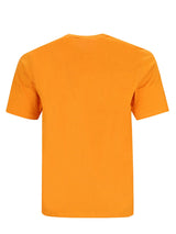 T-shirt mit rundhals in leuchtendem orange mit kurzärmeln und schlichtem design aus angenehmem material