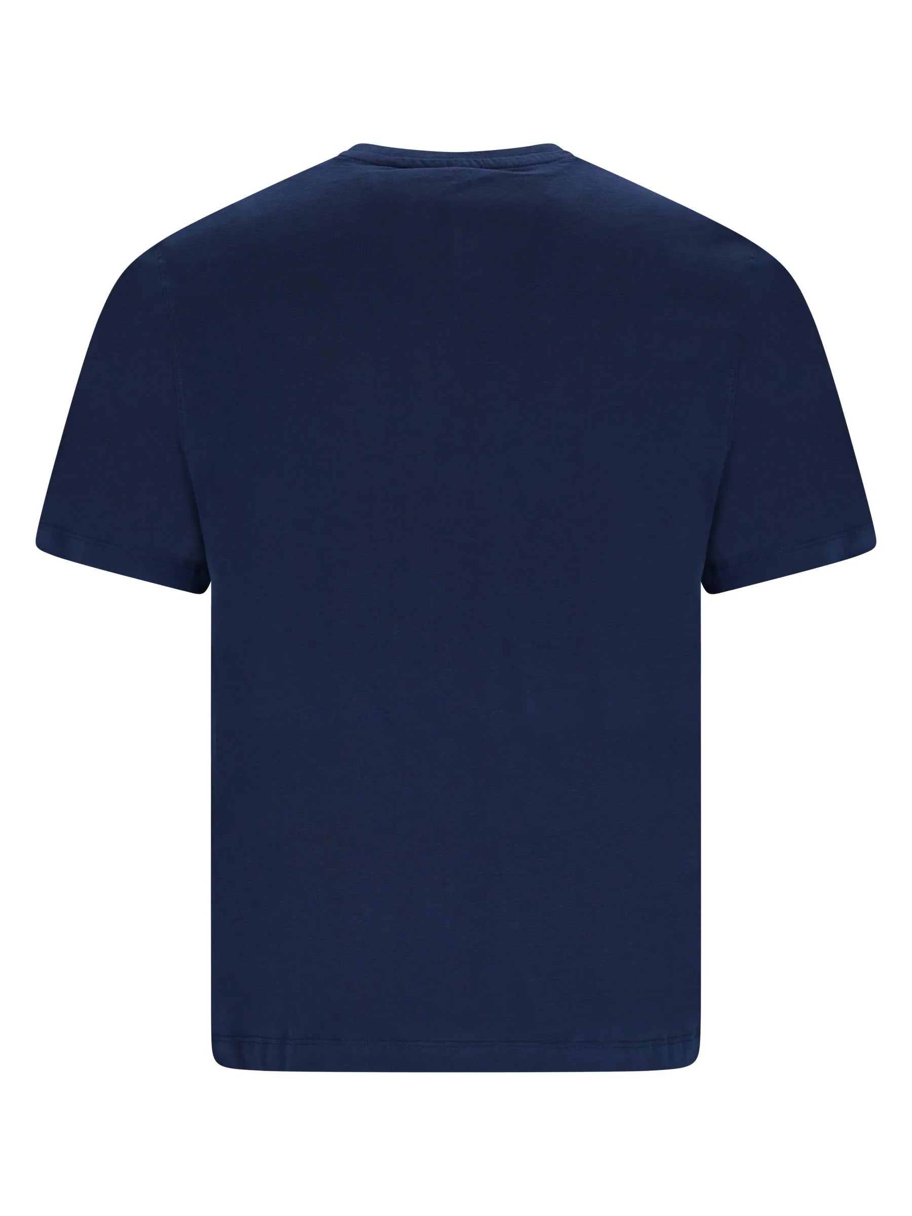 Navyblaues baumwoll-t-shirt mit klassischem rundhalsausschnitt und kurzen ärmeln für den alltag