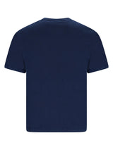 Navyblaues baumwoll-t-shirt mit klassischem rundhalsausschnitt und kurzen ärmeln für den alltag
