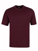 T-shirt mit rundhals in kastanienbraun mit kleinem besticktem logo auf der linken brust