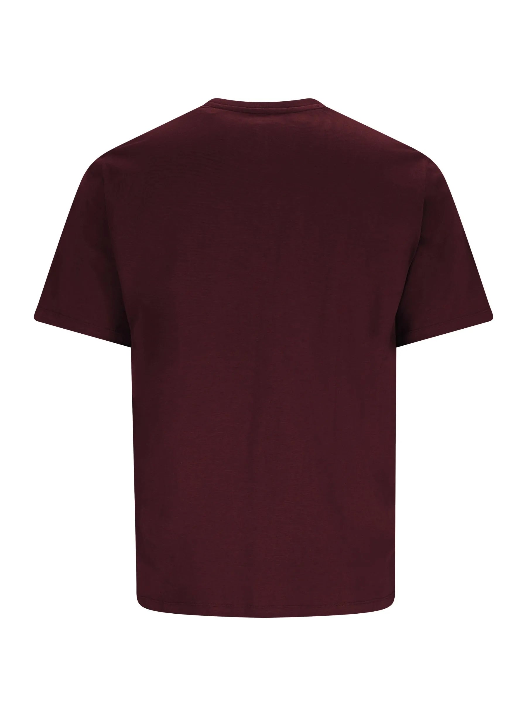 Maroonfarbenes t-shirt mit rundhals und kurzem arm aus hochwertiger baumwolle für den alltag