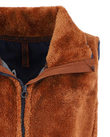Braune Fuzzy-Weste mit Reißverschluss und Tasche