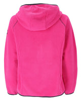 Neonpinke Fleecejacke mit Kapuze und Reißverschluss.