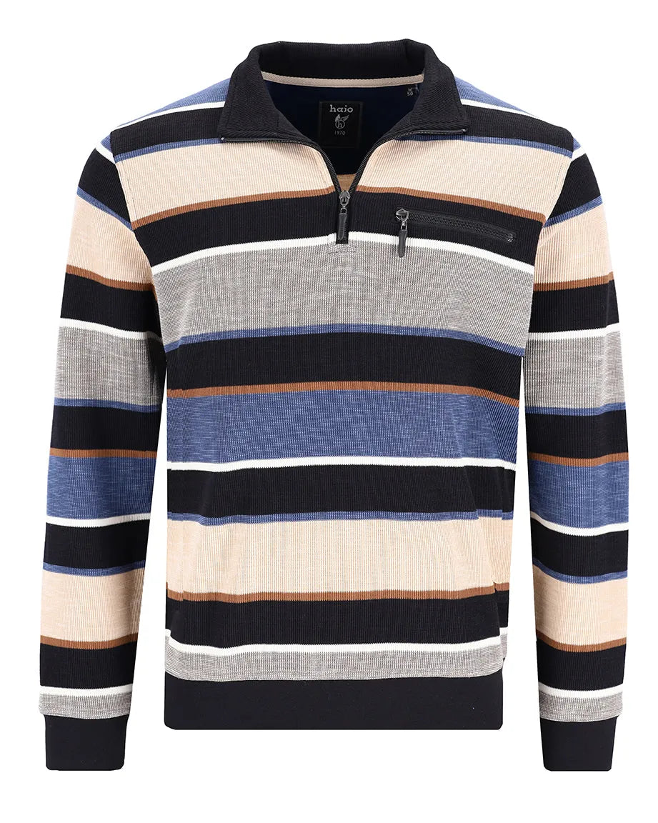 Troyer-Sweatshirt mit Streifen in Flammengarn - 27457-102-50 - Hajo Mode