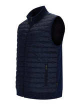 Marineblaue Steppweste mit Stehkragen für Herren.
