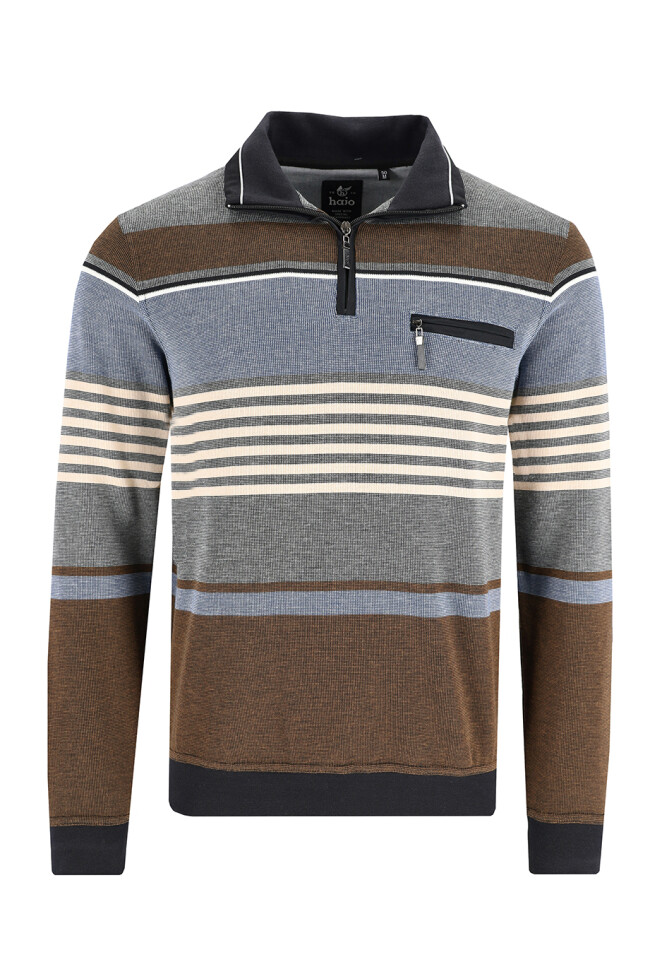 Sweatshirt mit Zip und Pfauenauge-Streifen