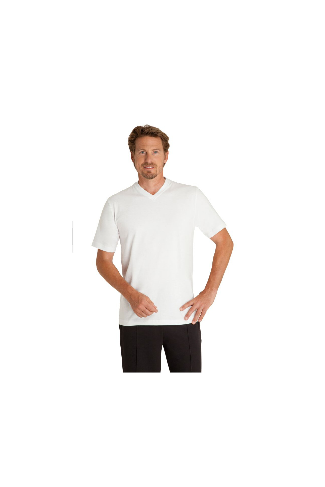Doppelpack-T-Shirt V-Ausschnitt Weiß