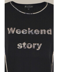 Damen Shirt mit Paspel Wording "JOY OF Life Weekend"