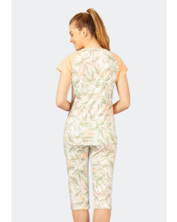 Capri Schlafanzug mit Blätterdruck